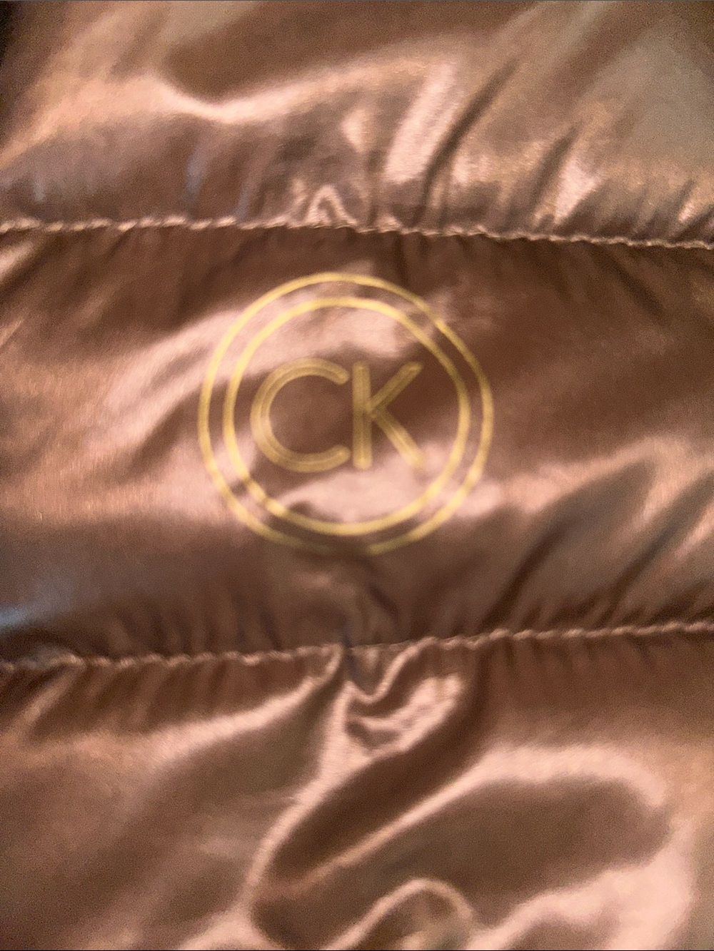 Calvin Klein Metallic Taupe Hooded Quilted Puffer Jacket - Picture 3 of 4
